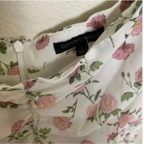 Strapless Floral Ruffle Peasant Shabby Romantic Love Chic Glam Hip Blouse Top - Picture 3 of 3